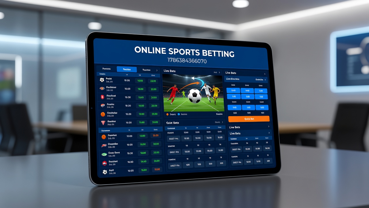 Live sports betting dashboard displaying real-time odds for soccer and racing events alongside account balance indicators