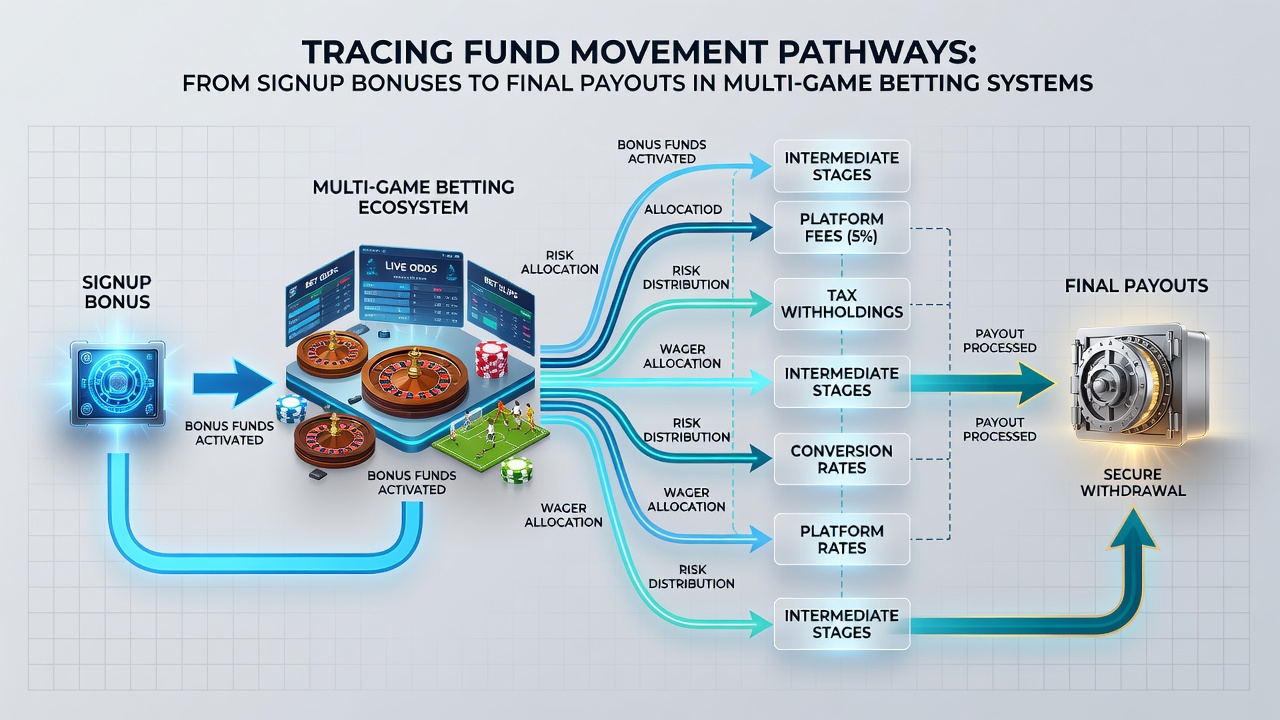 Detailed flowchart of bonus fund flows and payout verification steps